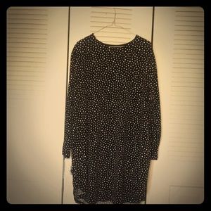 Black polka dot long sleeve dress